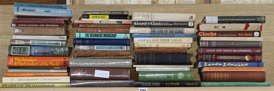 A quantity of clock and watch reference books including Clock and Watch Escapements, Country Clocks and Their